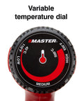 Close-up of EC200 Variable Temperature Heat Gun 120V 1200W Hot Air Tool's temperature dial with 100°F-930°F range.