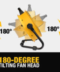 18 Inch High Velocity Floor Fan With 3 Speed Settings Heavy Duty Air Circulator 180 Degree Tilt Yellow Metal Drum