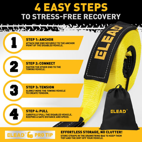 Beefed Up 3 Inch By 30 Foot Tow Strap Recovery Kit With Two Three Quarters Inch D Ring Shackles For Trucks SUVs And Off Road Ready Emergency Rope Tow Line And Shackle Set with storage bag