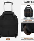 Back view of 16 Inch Underseat Carry On Luggage With Wheels Softside Lightweight And Compact Travel Bag For Pilots And Crew, 28L Capacity