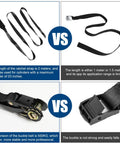 Comparison of Two Pack Propane Tank Bracket Wall Mounted Cylinder Holder ratchet straps showing length, buckle strength, and application