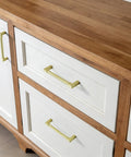10 Pack Classic Solid Cabinet Handles 6.3 Inch 160mm Screw Spacing Brushed Gold Dope Furniture Hardware Pulls For Bathroom Dresser Kitchen Cabinets Bedroom installed on wooden drawers