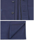 Close-up of Mens Lab Coat For DIY Workshop Long Jacket With Durable Twill Concealed Button Front Side Vents And Easy Care Machine Washable Warehouse Ready Blue Size L