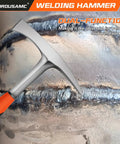 28oz Pro Grade Welding And Chipping Hammer With Slag Removal on welded metal surface