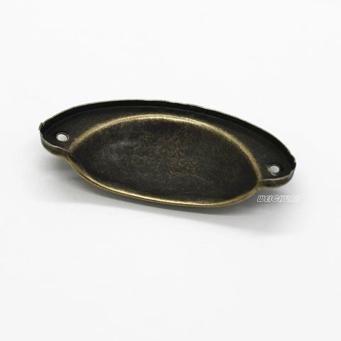 Antique Brass Iron Seashell Drawer Knob from 30-piece set with screws, 81mm length, 67mm center to center, vintage hardware for cabinets