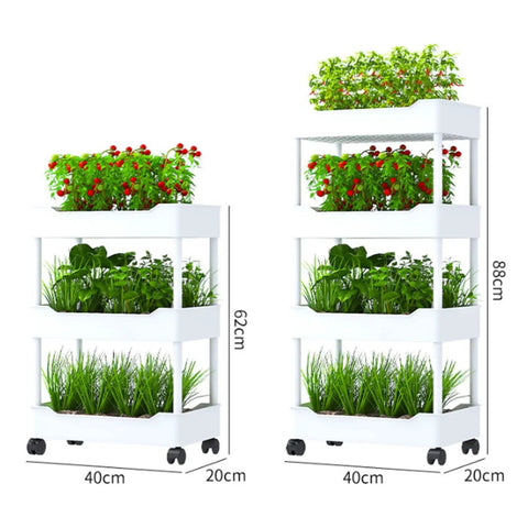 Hydroponics Growing System With Vertical Raised Garden Bed On Wheels For No-Fuss Mobility, Drainage And Breathable Grid