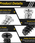 Premium M5 X 12mm Phillips Flat Head Computer Case Fan Screws Kit showing durable carbon steel screws with a smooth surface and clear threads.
