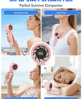 Turbo Handheld Fan 12800 RPM Ultra Portable 4 In 1 Mini Fan used by person outdoors, foldable and lightweight