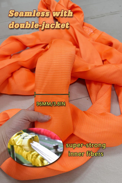 Heavy Duty Round Sling Workhorse 22000Lb 13Ft Polyester Rigging Sling For Hoist Lifting Endless Lift Sling with double-jacket and inner fibers