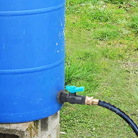 Rain Barrel Spigot Kit With Hole Saw, PVC Bulkhead Fitting, Ball Valve, Thread Seal Tape, And Garden Hose Male Threaded Adapter for water flow