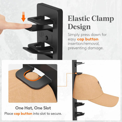 No Sweat Wall Mounted Hat Organizer Featuring Twenty Smooth Elastic Clamps For Baseball Cap Storage Keeps Your Collection Looking Crisp And Organized Without Claiming Counter Space