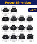 14 Piece Automotive Tie Rod End Boots Kit With Ball Joint Rubber Boots Universal Dust Cover For Tie Rod Accessories Tough As Nails Durable Black Rubber High Temp Wear Resistant Fits Most Vehicles, 14 black rubber boots with sizes