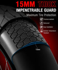 Close-up of 15mm thick anti puncture tire insert for 20 by 4 inch fat bike tires with impenetrable guard.