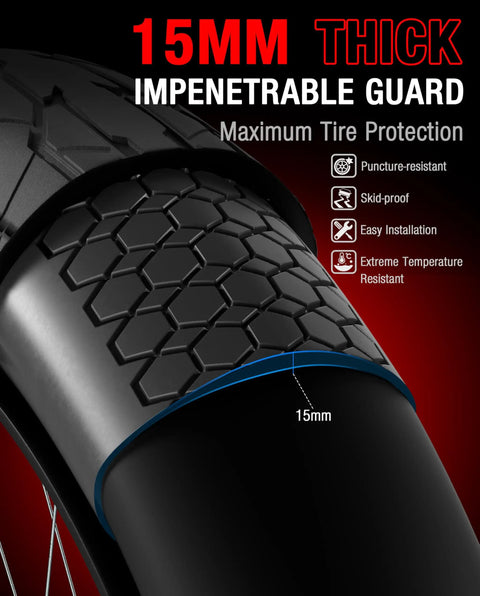 Close-up of Puncture Proof Tire Insert for 20x4 Fat Bike Tires with 15mm Anti-Puncture Layer showing texture and thickness