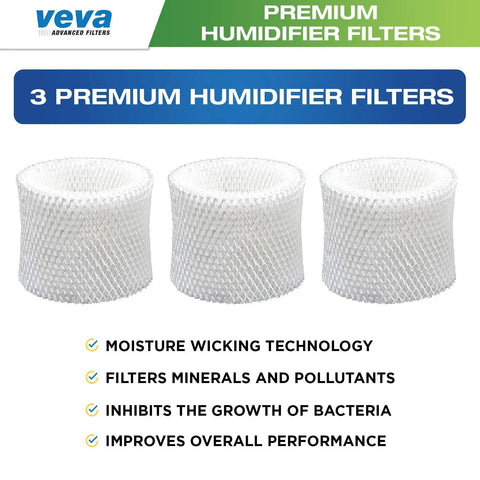 No Brainer Three Pack Premium Humidifier Filter Replacement for HC-14, HCM-6009, HCM-6011, HEV-680, HEV-685 Series displayed