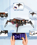 Spider Robot Kit For Kids Ages 8 To 12, STEM Coding Crawling Robot Toy, Hands On DIY Tech Gift For Birthdays, Beginner Friendly Coding Lessons, 8 Step Projects, Creative Science Gift For Boys And Girls; app-controlled spider robot