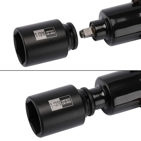 Beefy 4 Piece 1/2 Inch Drive Deep Impact Socket Set 6 Point CR-MO Chrome Moly showing 1-13/16 inch socket and drive attachment