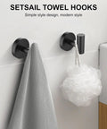 Matte Black Towel Hooks 4 Pack For Bathrooms Screw In Wall Mounted Stainless Steel Towel Hangers With Drill Hole Installation Durable