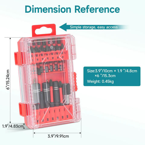 Heavy Duty 35 Piece Impact Driver Bit Set With Storage Case, 28 Magnetic Screwdriver Bits, 3 Hex Countersink Drill Bits, 3 Sockets