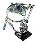 Heavy Duty Magnifying Glass Vise With Badass Rock Solid Grip And Fine Tuned Focus Lens For Electronics Repair Jewelry Crafting And Precision Bench Work displaying a circuit board.