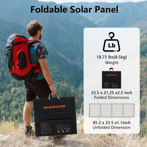 Hiker with high efficiency 220W 40V monocrystalline foldable solar panel for power stations RVs camping and off-grid fishing, IP67 waterproof