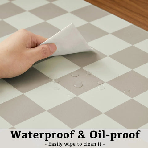Hand wiping Large Checkered Desk Pad 31.5 Inch By 15.7 Inch Premium PU Leather Desk Mat Waterproof Surface For Keyboard and Laptop