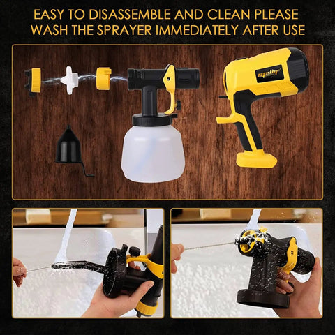 Image demonstrating disassembly and cleaning of Brushless HVLP Cordless Paint Sprayer 1200ML Cup With 4 Nozzles And 3 Spray Patterns.