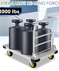 Heavy Duty Platform Cart With 6 Inch Wheels And 2000 Lbs Capacity Steel Large Flatbed Dolly loaded with weights