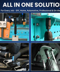 All In One 86 Piece Magnetic Impact Nut Driver And Bit Set With SAE And Metric Sizes in use on different surfaces