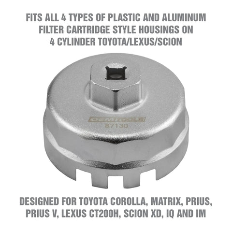 Toyota And Lexus 64mm Oil Filter Wrench With 14 Flutes And Three Eighths Drive Cap Wrench For Oil Change Tool on white background
