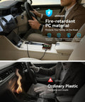 Comparison of GaN 175W 3 Port Car Charger with USB C PD and QC in use versus ordinary plastic charger in car