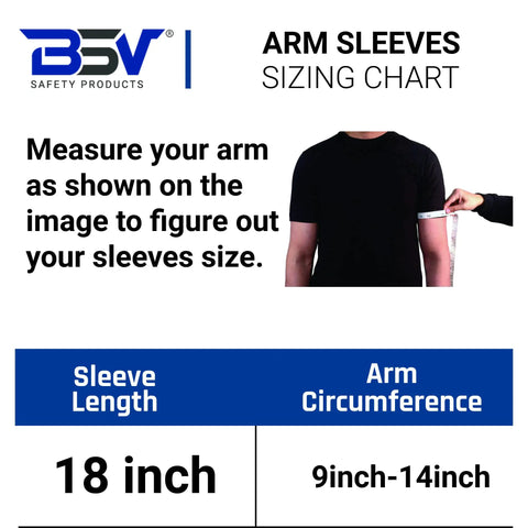 Sizing guide for Kevlar Arm Protection Sleeves With Finger Opening For All Day Comfort And Boss Level Cut Scratch Stab Bite And Heat Resistance.