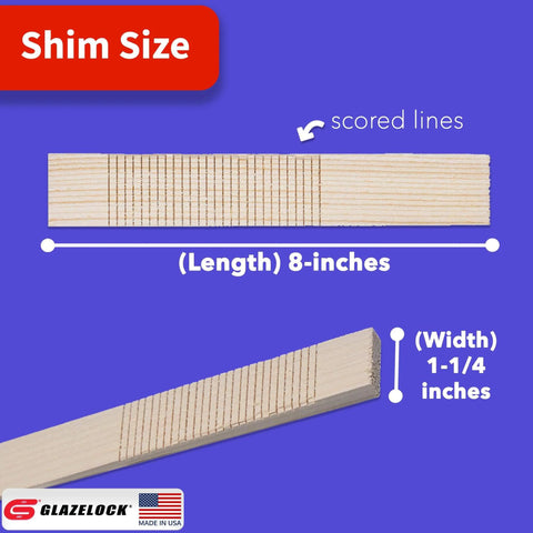 Wood Shims For Leveling 12 Shims 8 Inch Length Quick Snap Pine Wedges with scored lines for easy sizing, Made in USA.
