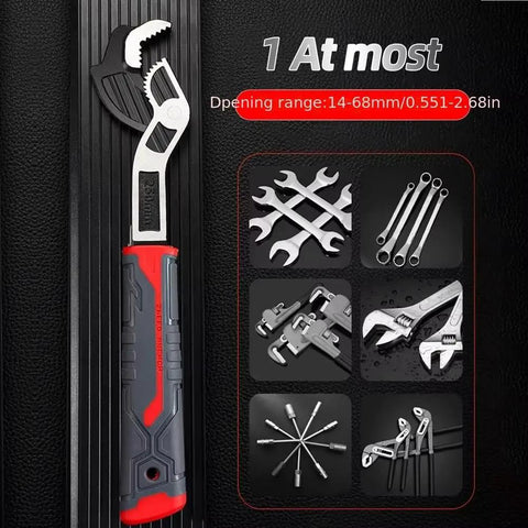 6 Inch Self Adjusting Wrench Multi Function Quick Wrench For Home DIY And Professional Plumbing Repairs With Wide Jaw Design And Ergonomic Handle One Handed Grip For Tight Spaces Under Sinks Engines Bikes And More.
