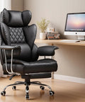 Big And Tall Leather Office Chair With Footrest High Back Ergonomic Gaming Chair Pocket Spring Lumbar Support