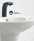 Plaisir Rounded Basin Pedestal Sink Built Tough With Scratch Resistant Ceramic Non Porous Construction One And Three Eighths Inch Faucet Hole Overflow Included Modern Bathroom Upgrade You Can Count On with single faucet hole