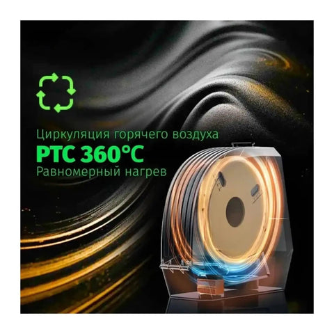 Upgraded 3D Printer Filament Dryer With Precise 45 To 70 Degree Heating And Smart 48 Hour Timer showcasing PTC 360°C hot air circulation.