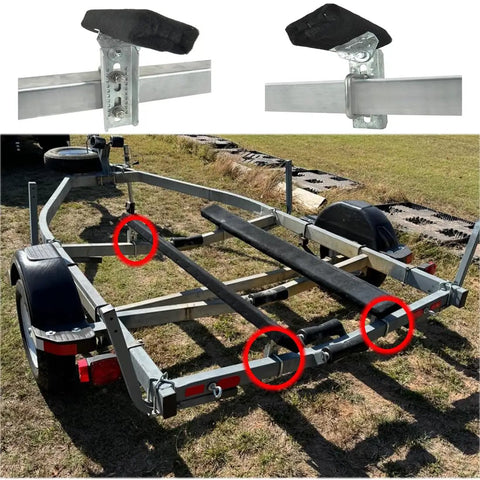 Heavy Duty Boat Trailer Bunk Brackets Kit With Galvanized Swivel Top Bunks For 3x3, 2x3, And 1.5x3 Crossmembers, Four Piece Bracket Kit With Square U Bolts And Hardware Set For Secure Hull Support