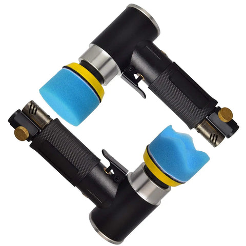 Mini Random Orbital Air Sander Kit With 1 Inch 2 Inch And 3 Inch Polishing Pads Sponges Wool Pads Sandpapers Backing Plates Screwdriver And Backing Plate Kit For Auto Wood And Metal Finishing Pro Grade featuring two sanders with blue pads
