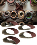 Heavy Duty 75 X 457 mm Sanding Belts 3 Pcs Wood Polishing Abrasive Paper displayed with various sizes and grit options on a background.