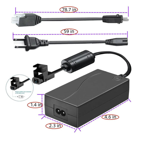 Premium Fesasn 29V2A Electric Power Adapter For Extend Ergo Sealy Ease Serta Adjustable Bed Frame, dimensions shown.