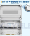 Beefy Waterproof Distribution Protection Box For Indoor Outdoor Wall Circuit Breakers, Rugged ABS Plastic Enclosure With Clear Cover, IP65 Weatherproof Electrical Box For 15 Way HT 15WAY Systems, rear view