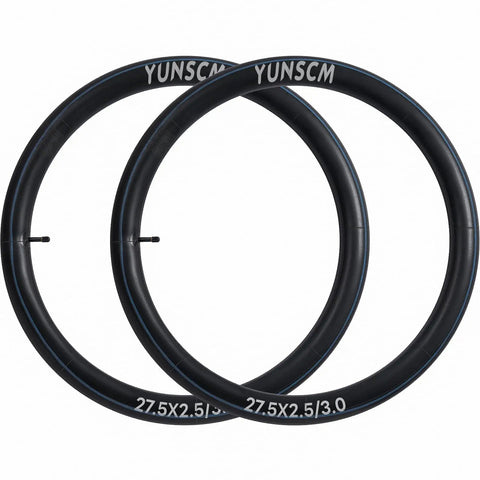 Two Heavy Duty 27.5 Inch Fat Bike Inner Tubes AV32mm Schrader Valve 64/76-584 Fits 27.5x2.50 to 27.5x3.00 Tires displayed