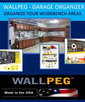 10 Pack 7 Inch Pegboard Bins Kit For Craft Room And Garage Organization, Large Pegboard Wall Organizer Bins Set For Easy Storage, Fits Standard Pegboard Holes, Made In USA in a garage setting.