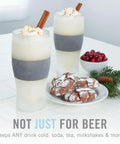 Freezable Beer Glasses Set Of 2 16 Oz Double Wall Insulated Pints Keep Brews Ice Cold Longer Gray Tumbler For Cold Drinks