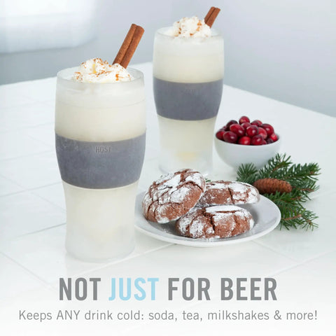 Freezable Beer Glasses Set Of 2 16 Oz Double Wall Insulated Pints Keep Brews Ice Cold Longer Gray Tumbler For Cold Drinks