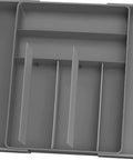 Expandable Kitchen Drawer Flatware Organizer Gray, Adjustable Cutlery Tray With 9 Compartments For Utensils And Silverware, Top View