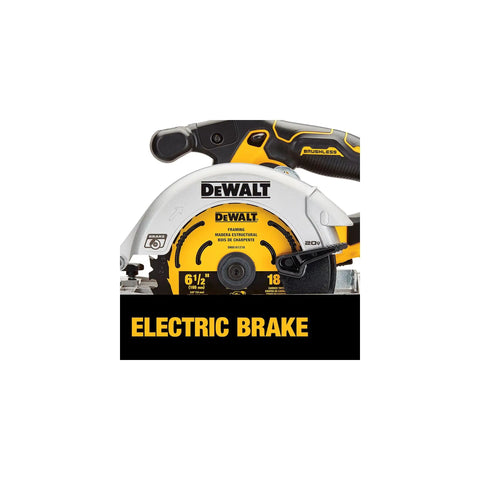 Slick Pro Grade Rugged Brushless Cordless Circular Saw 20V Max 6 1/2 Inch with electric brake for precision cutting.