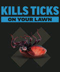 Close-up of tick with text 'Kills Ticks On Your Lawn' highlighting the Tick Killer Yard Spray RTS For Lawn And Garden effectiveness.