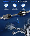 Beefy Front CV Axle Set For Toyota Camry 2007 To 2017 Avalon 2008 To 2016 And Lexus ES350 2007 To 2017 with installation position